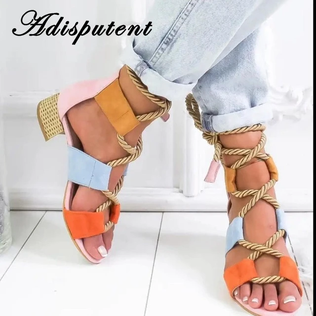 

Adisputent Women Wedge Espadrilles Sandals Heel Pointed Fish Mouth Sandals Hemp Rope Lace Up Platform Sandals Female Beach Shoes