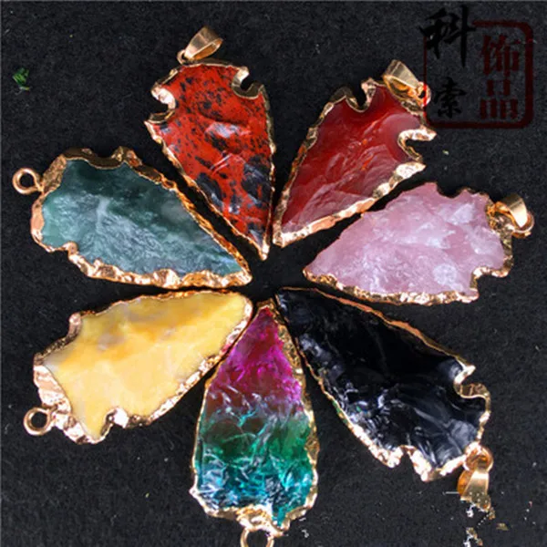 

1pcs Natural agate obsidian colorful crystal original ore pendant necklace