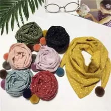 Осенне-зимний детский шарф, милый треугольный шарф в горошек для девочек и мальчиков, мягкий хлопковый шарф карамельного цвета с шейным воротником, шарфы