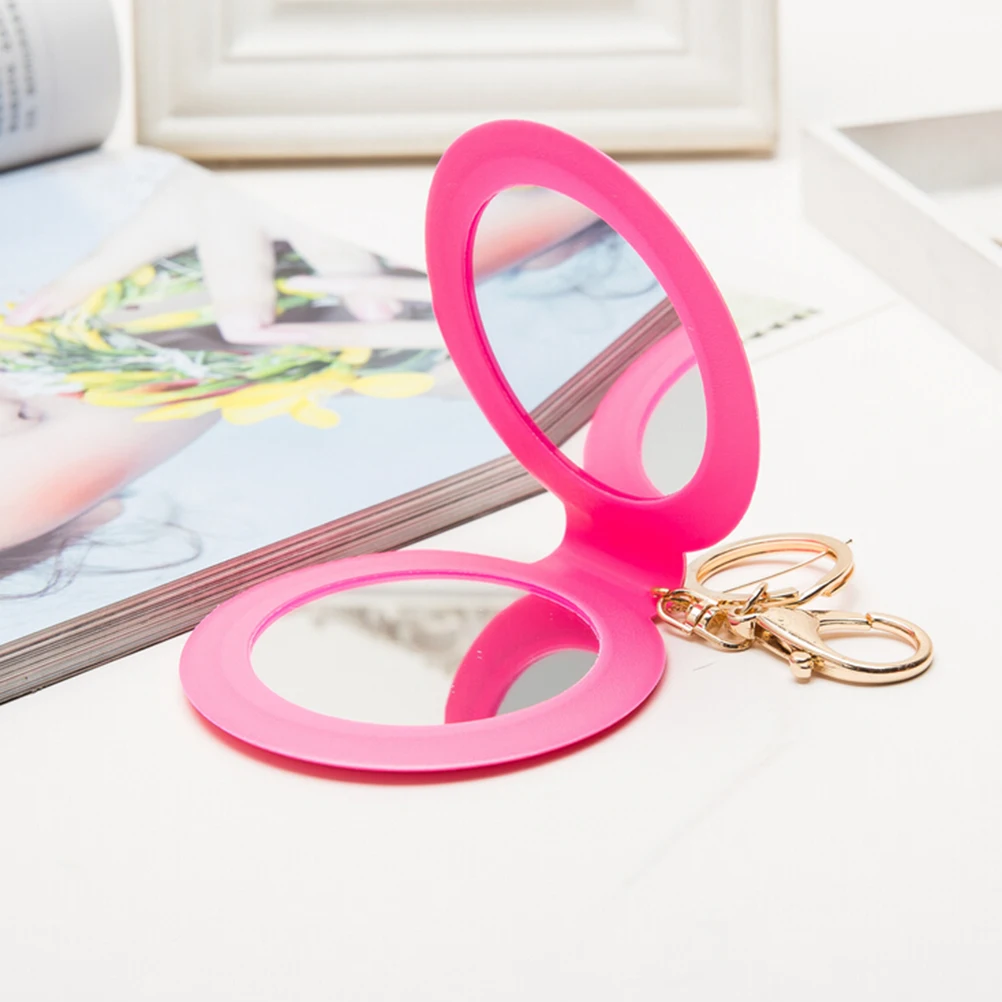 Portable Keyring Cosmetic Compact Mirrors Double Dual Sides Frame Girl Mini PU Leather Pocket Makeup Mirror Key Chain |