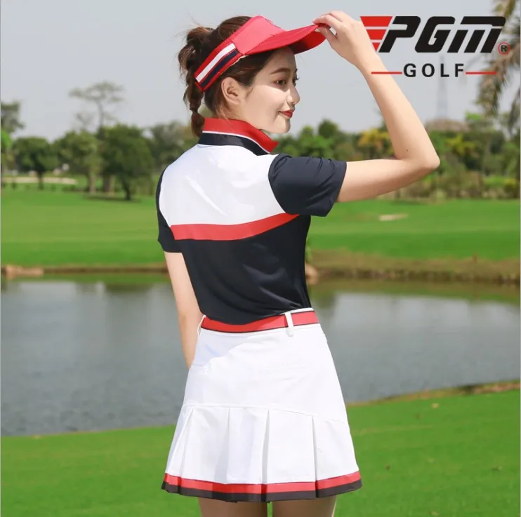 PGM, брендовые для гольфа, футболка для женщин, юбка для гольфа, последняя короткая Джерси, половина на молнии, воротник-стойка, дышащий, тонкий, хороший эластичный XL