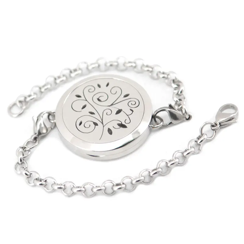 

Silver Jewelry Flower Aromatherapy Essential Oils Stainless Steel Perfume Diffuser Locket bracelet(length7-8")include 10pcs pads