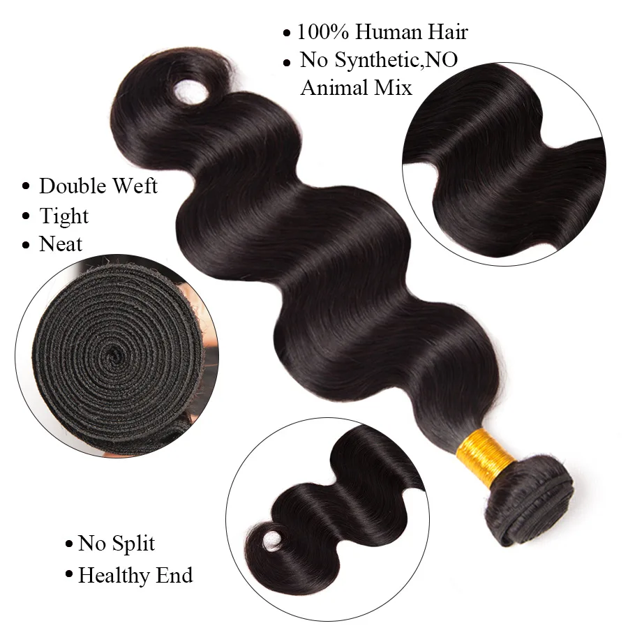 RXY Remy Hair 3 Bundles Brazilian Body Wave Human Hair Weave Bundles With Frontal Closure 360 Lace Frontal With Bundle 4 PcsLot (3)