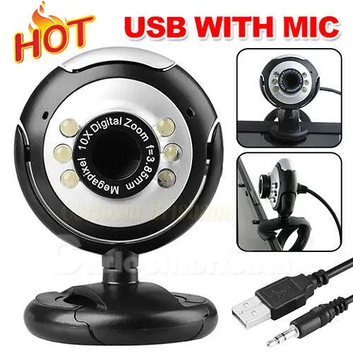 16MP USB камера с микрофоном 6 светодиодных ламп ночного видения для настольного ПК
