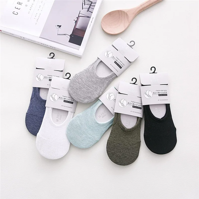 

Man Sock Slippers New Fashion Invisible Men Summer Invisible Shallow Mouth Solid Color No Show Cotton Socks Men Black