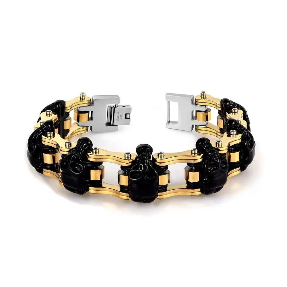 

Skull stainless steel Men bracelet biker jewelry