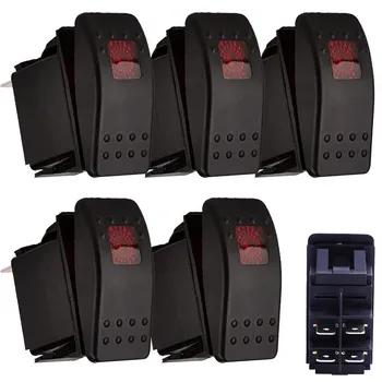 

5Pcs New Design 4 Pin Waterproof 20A 12V Or 10A 24V Bar Rocker Toggle Switch Red LED Light Car Boat