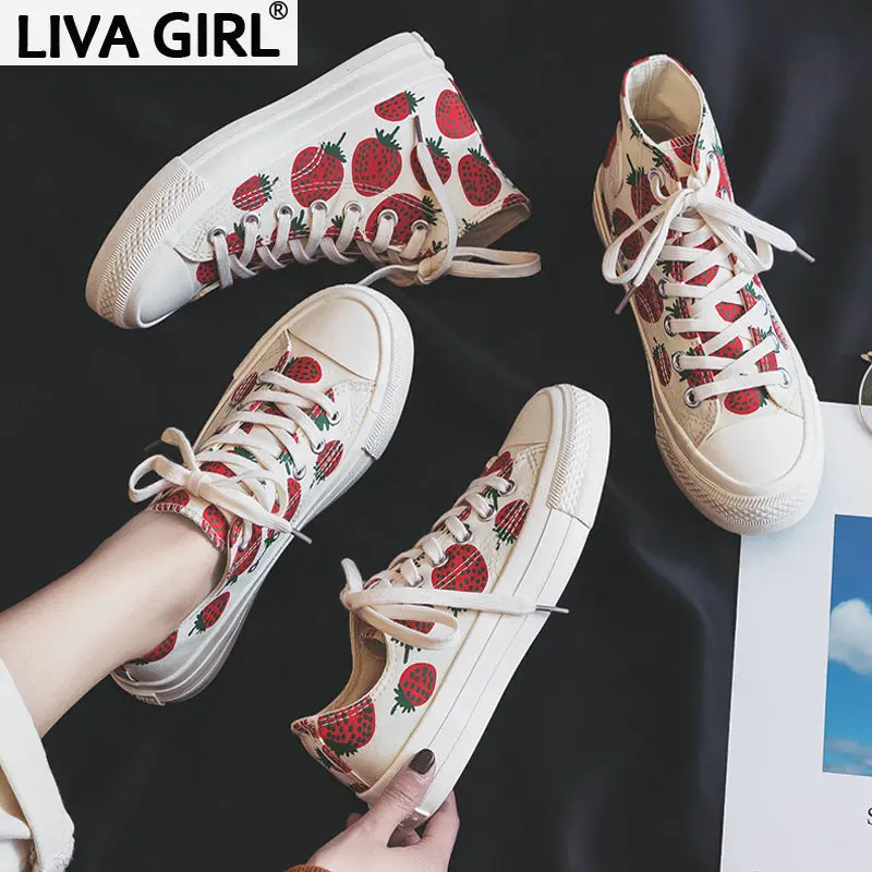 

2019 spring and autumn new strawberry vulcanized shoes female Korean version of the wild small white shoes women's shoes