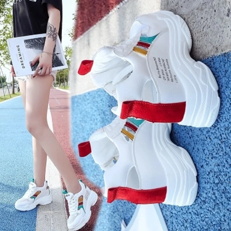 

Casual sports sandals thick bottom old shoes women summer 2017 new wild breathable hollow 2018 net red women's shoes