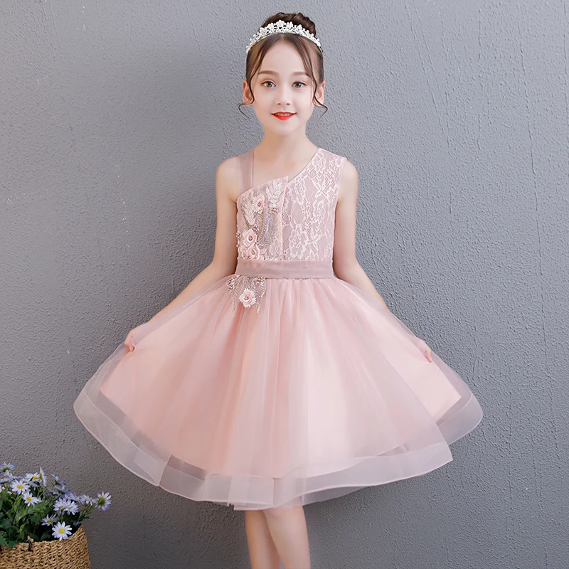 

One Shoulder Flower Girl Dresses for Wedding Ball Gown Kids Pageant Dress for Birthday Costume Floral Princess Evening Dress