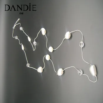 

Dandie Fashion Long Chain Imitation Pearl And Transparent Acrylic Bead Jewelry Necklace