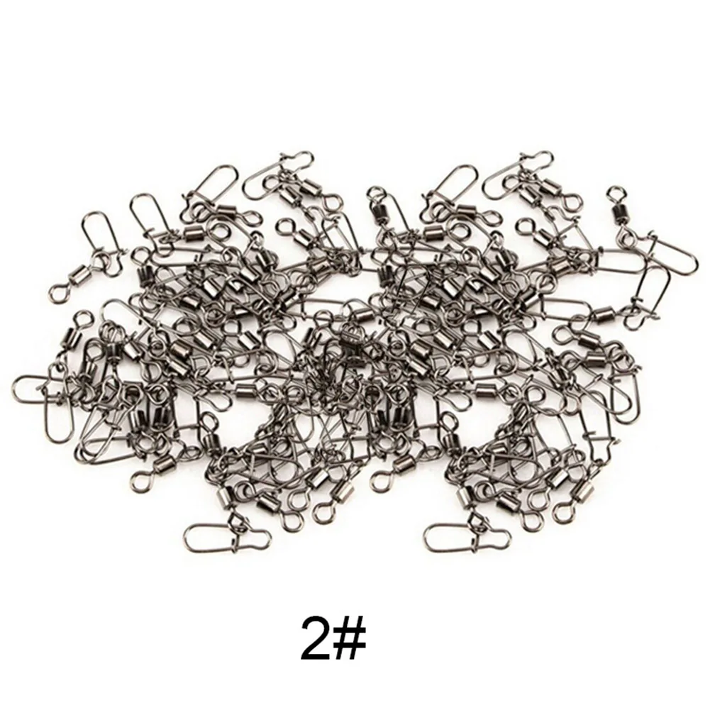 2 100 Pcs Stainless Steel Ball Bearing Fishing Swivels Snap Rolling Sea Connector FI-19ING - Цвет: 2