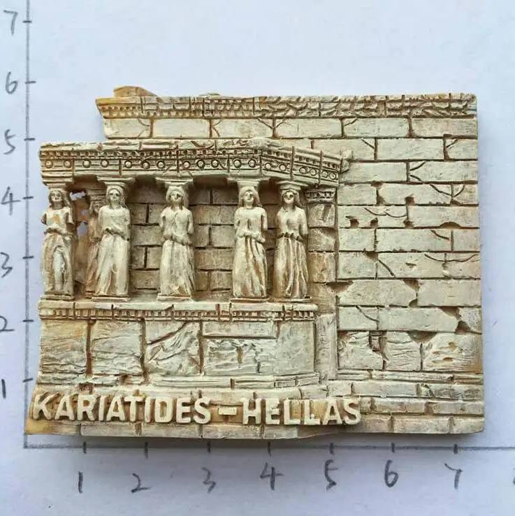 Kariatides Hellas Parthenon, храм, греческий туристический сувенир для путешествий, 3D полимерный декоративный магнит для холодильника, подарок для рукоделия - Цвет: Белый