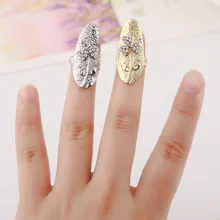2 Color Statement Bohemian Ring Crystal clover Flower Branch Nail Ring Wholesale Fashion Jewelry Wedding Accessories