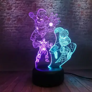 

Marvels Iron Man Model 3D NightLight LED 7 Mixed Colors Changing Light Avengers End game Thanos Spiderman Figure Toys