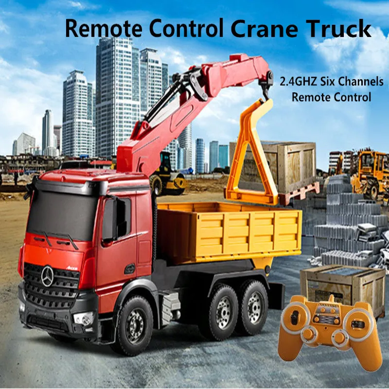 

Lagre Electric Simulation Lifting Transport Wireless Control RC truck 5656CH 180 Degree Rotation Lift Crane With Forklift Board