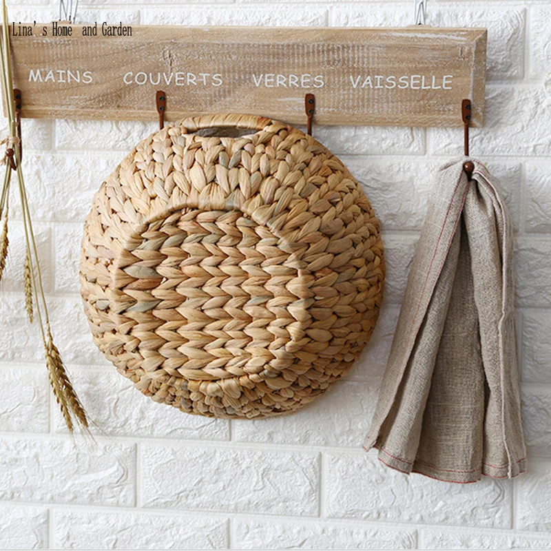 nature straw hand woven bowl,round straw storage tray (3)