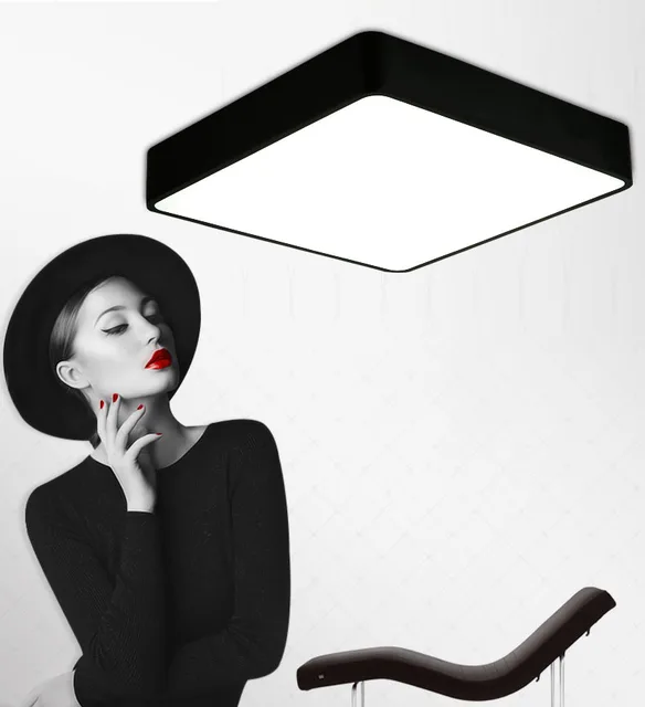 Best Price Modern Remote control surface mounted ceiling lamp square LED panel White/Black for bathroom lighting AC110-240V luminarias para