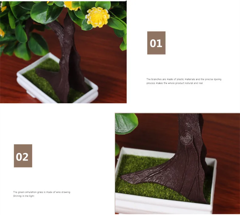 Flone Artificial Plants Flowers Fake Green Plant Welcome Pine Bonsai Simulation Plastic Flowers Wedding Home Decoration Plant (3)