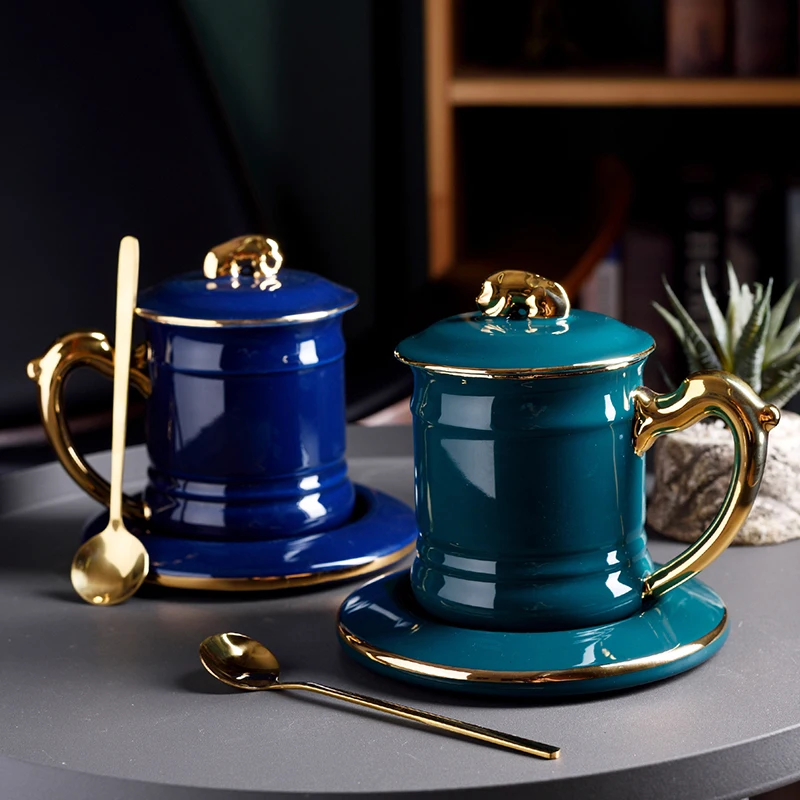 

Ceramic Cup Creative Drinking Home Mug with Lid Spoon Office Personality Trend Coffee Coffee Mugs Creative Cute Mug