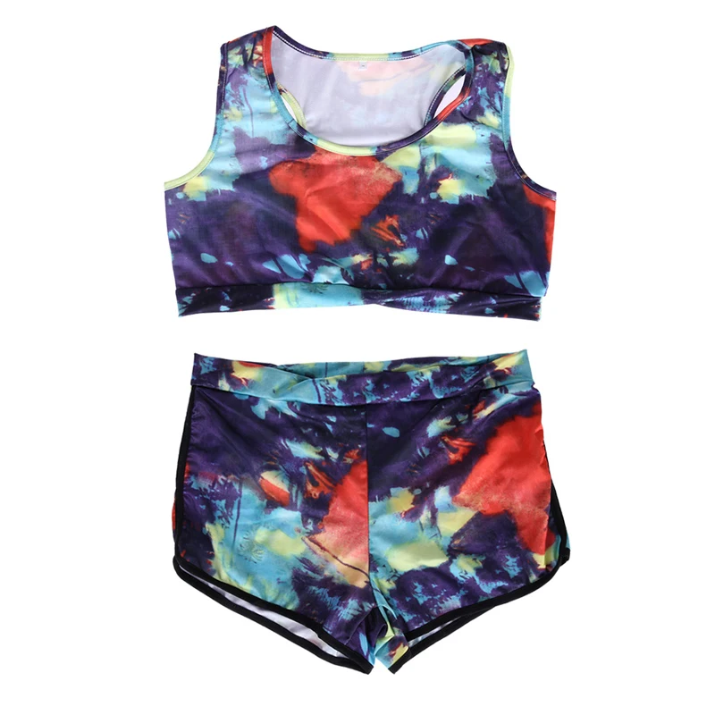 

2019 Sexy Women Bikini set Sports Swimwear print Shorts Swimming suit For Bathing suit Padded Beachwear Female Plus Size