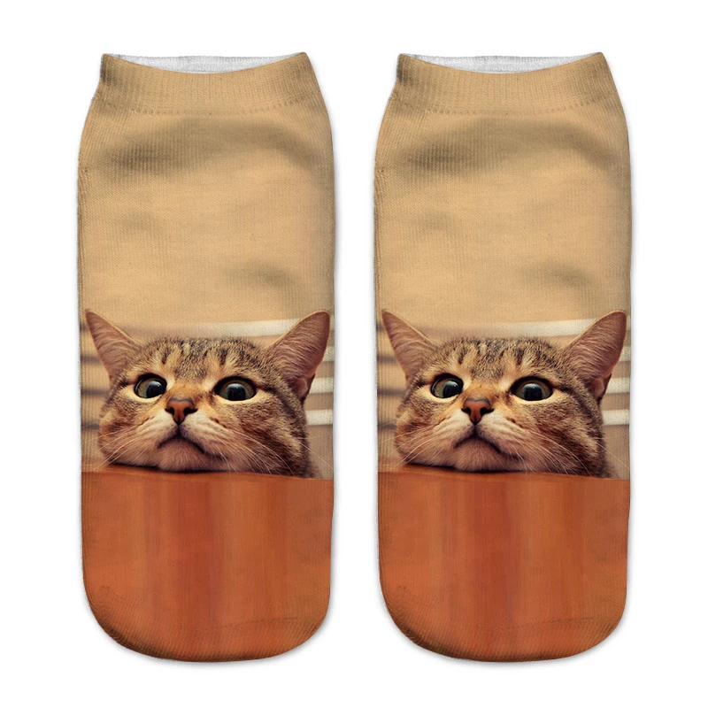 

ZHBSLWT New Space Cat Pattern 3D Print Women Socks Animal Casual Cartoon Socks Unisex Low Cut Ankle Socks-003