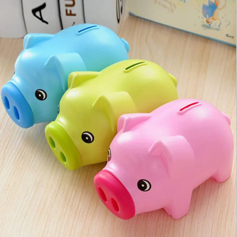 NEW Clear PIGGY Bank Coin Money Plastic Still Savings Toy Cash Safe Learning Box 