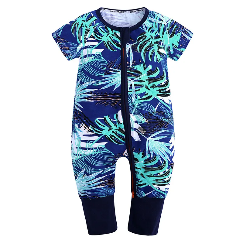 

WASAILONG Summer new short-sleeved jumpsuit romper cotton cartoon pattern jumpsuit