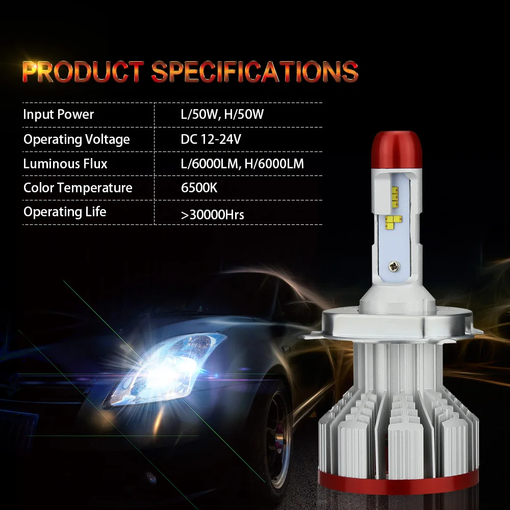 Tanie Zdatt H7 Led żarówki reflektorów samochodowych H4 H8 H9 H11 H1 H3 lampa Led 100W 12000Lm Canbus 12V produkty samochodowe 6500K światła przeciwmgielne led 24V