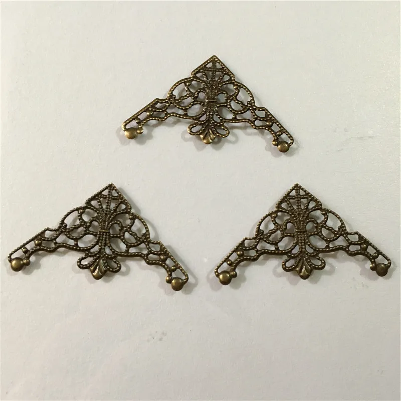 Filigree Triangle Wraps Connectors Cabochon Cameos DIY Jewelry Findings