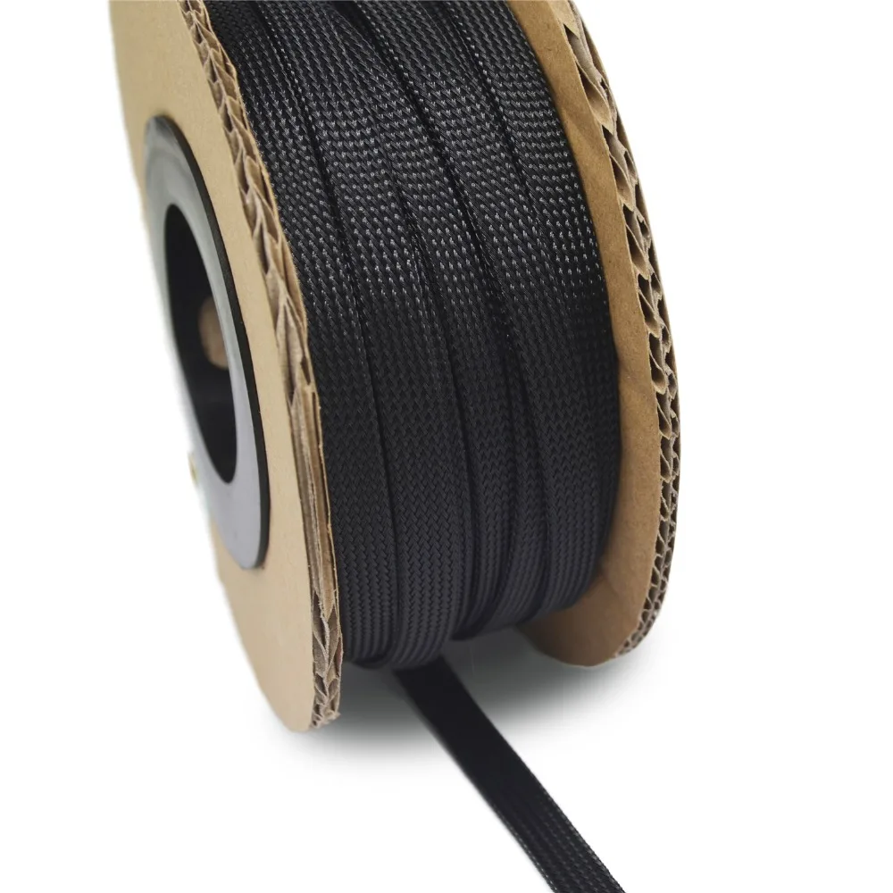 100ft-30m черный 4 6 8 10 12 14 16 мм оплетка ПЭТ расширяемая оплетка высокой плотности оплетка плетеный кабель рукава тканевый кабель