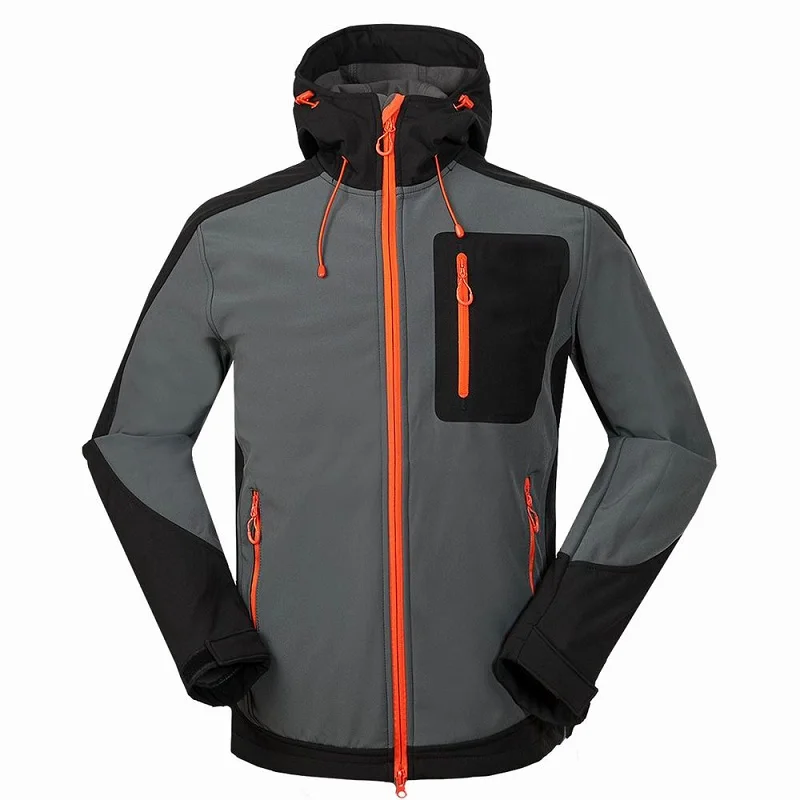 رجالي الشتاء Softshell جاكيتات الرياضة في الهواء الطلق للماء داخل الصوف معاطف التنزه التخييم الرحلات التزلج الذكور العلامة التجارية الملابس VA022