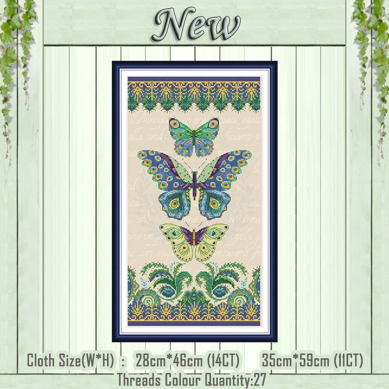 

Three butterflies cartoon decor painting counted printed on the canvas DMC 11CT 14CT kit Cross Stitch embroidery needlework Sets