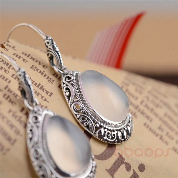 Винтажные серьги подвески из стерлингового серебра 925 пробы с каплями белого