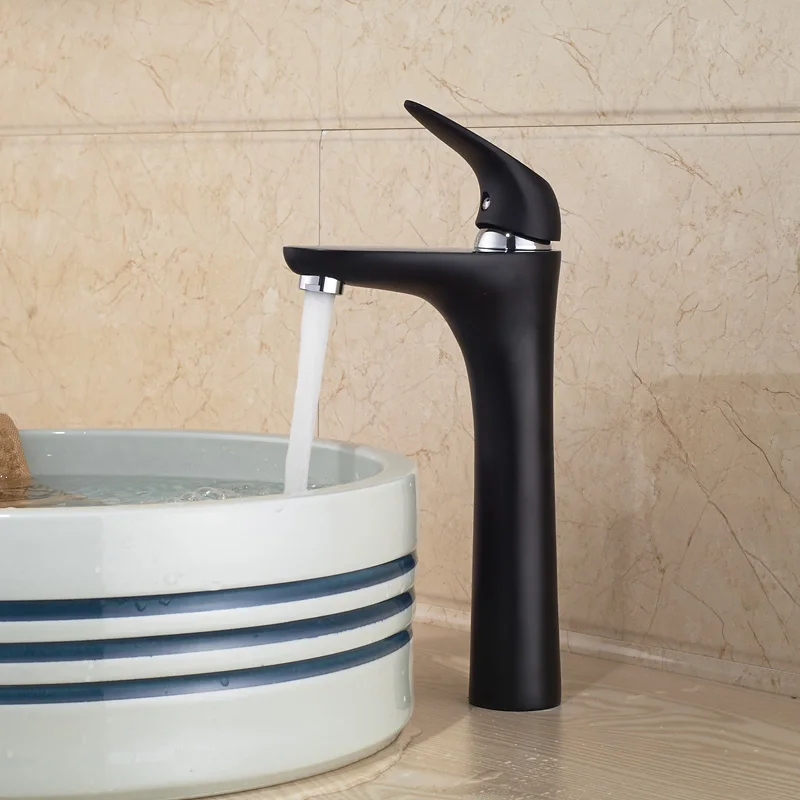 

Deck Mount Countertop Basin Vessel Sink Mixer Taps Bathroom Faucet with Hot Cold Water Oil Rubbed Bronze Finish
