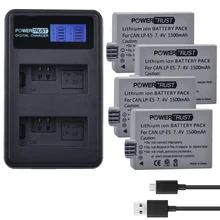 4Pcs 1500mAh LPE5 LP-E5 LP E5 Digital Battery + LCD USB Dual Charger for Canon 450D 500D 1000D Kiss X2 X3 F Rebel XSi Xli XS