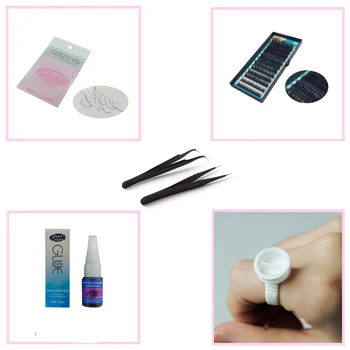 

Eyelash Extension Kit Individual Natural False Eyelashes set Individual Eyelash Glue Remover Fake Eyelashes Tweezers & Stand