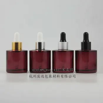 

40ml Mysterious purple Glass Bottle With aluminum ring white/black rubber dropper cap. Oil vial, Essential Oil Container