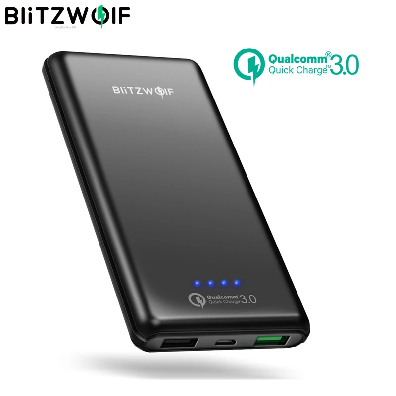 BlitzWolf 10000mAh QC3.0 Power Bank Dual USB Charger 18W Polymer Fast Charger Powerbank External Battery Pack For iPhone X 8 7