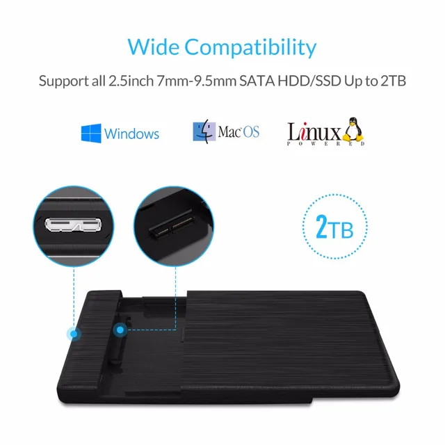 ORICO 2,5 USB 3,0 SATA HDD Box HDD dysk twardy zewnętrzna obudowa HDD czarna koperta -