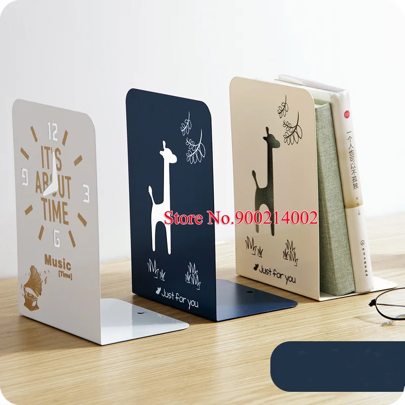 

2pcs/pair Desktop Metal Book Stand Iron Support Book Holder for Reading Cartoon Bookends Desk Decoration Book Stands Office Rack