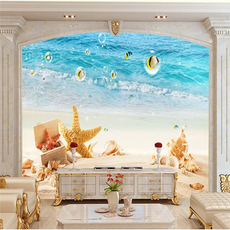 3D Nature Wallpapers Sea Beach Landscape Photo Murals Wall ...