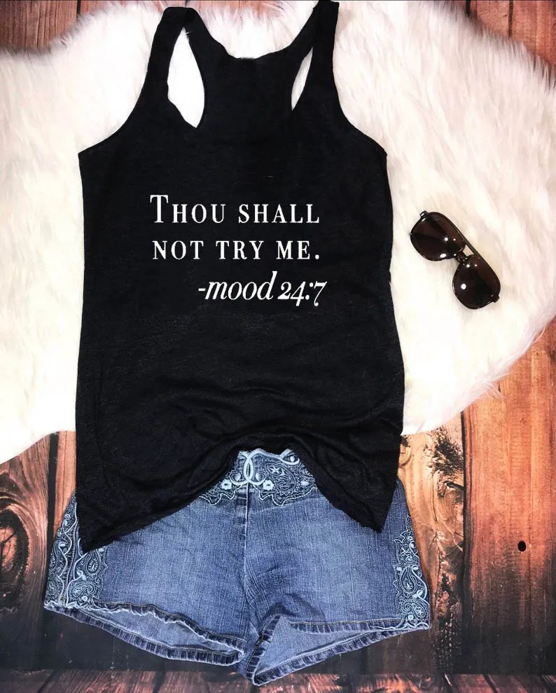 

Vest Thou Shall Not Try Me New Arrival Women Trending Tank Top Summer Funny Letter Sleeveless Tee