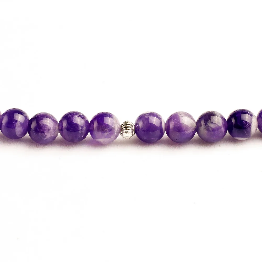 Woman Mala Unisex Bracelets For Women Natural Purple Quartzs Energy Yoga Mala Lotus 108 Beads Buddha Bracelet Stone Jewelry