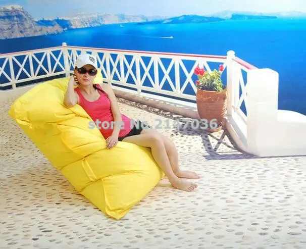 yellow Oversized waterproof outdoor adult square folding beanbag chair, sitting bean bag puff