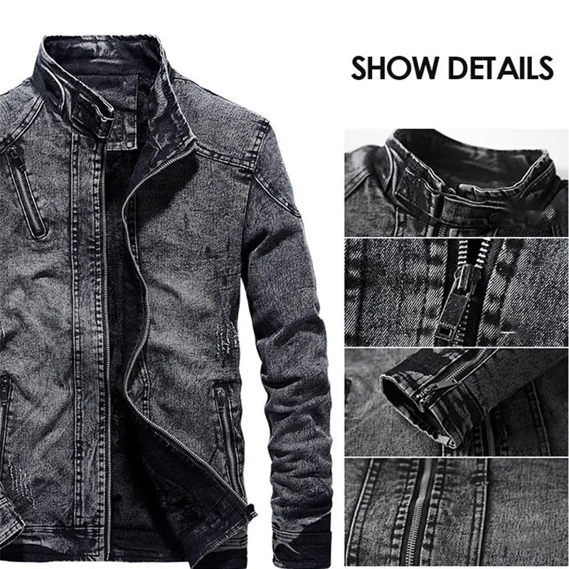 Solid Casual Slim Mens Denim Jacket Plus Size 4XL Bomber Jacket Men High Quality Cowboy Men's Jean Jacket Chaqueta Hombre 2019