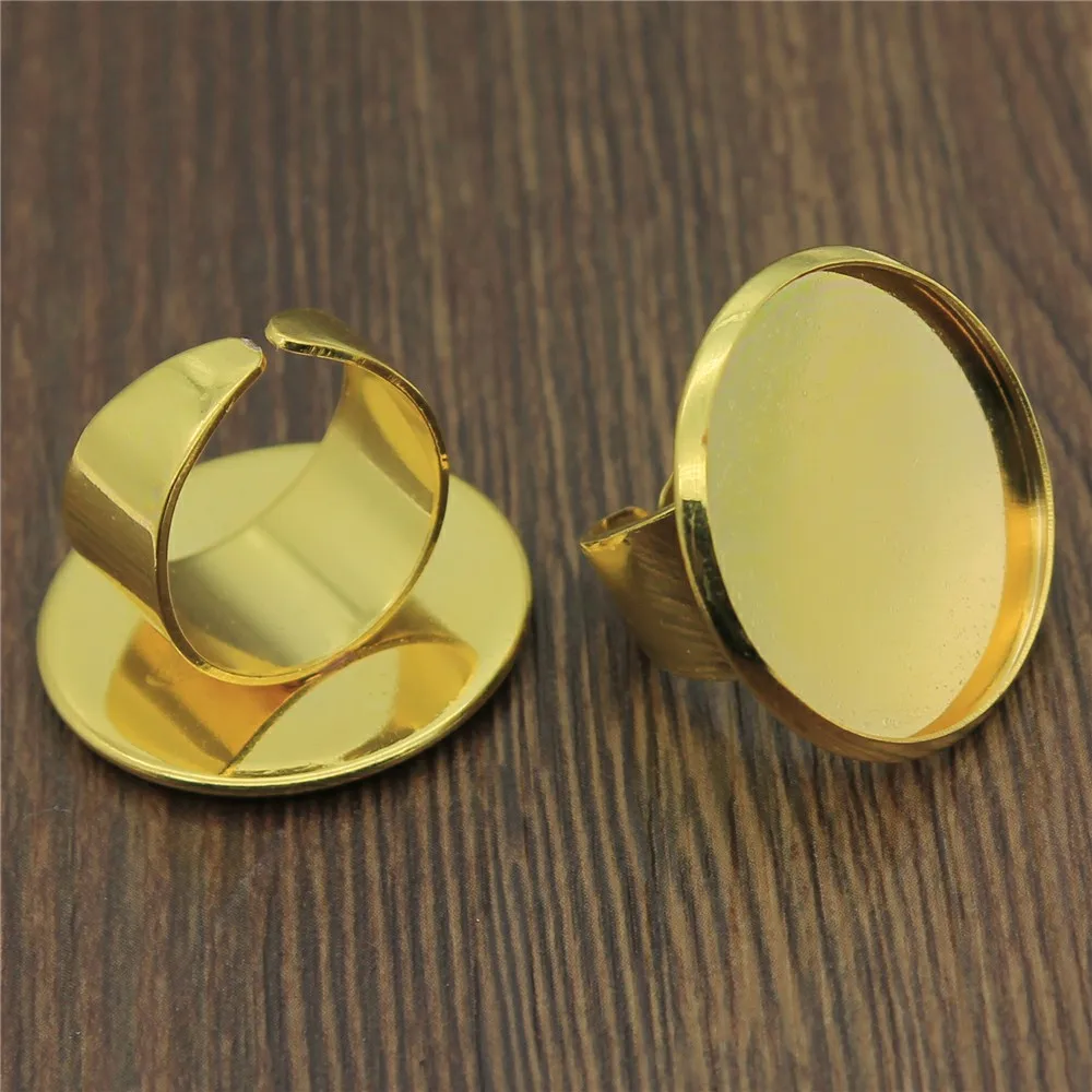 WYSIWYG 5pcs 3 Colors Fit 16mm 18mm 20mm 25mm Glass Cabochon High Quality Copper Material Wide Adjustable Ring Settings Base | Украшения и