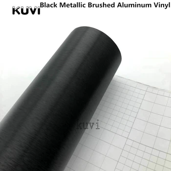 

30cmx152cm Black Metallic Brushed Aluminum Vinyl Car Wrap Film Metal brushed Film Car Wrapping Motorcycl Interior Stickers