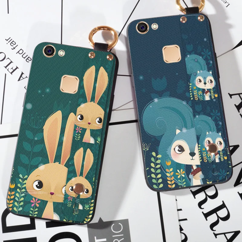 

Wrist Strap Rabbit Case For BBK Vivo V5 Lite Y66 Y67 Y69 Ring Holder Cover For Vivo V7 Plus Y71 Y75 Y79 Frosted Cases Coque