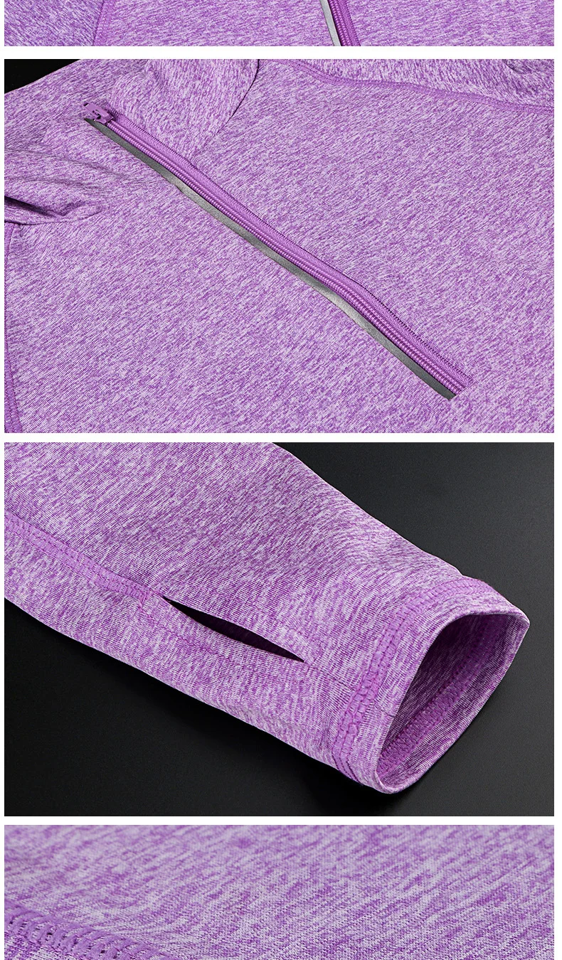 Zhangyunuo Woman Yoga Shirt Long Sleeve Fitness Front Zipper Opening Reflective Gym Yoga Sport Jerseys Top Running Jacket